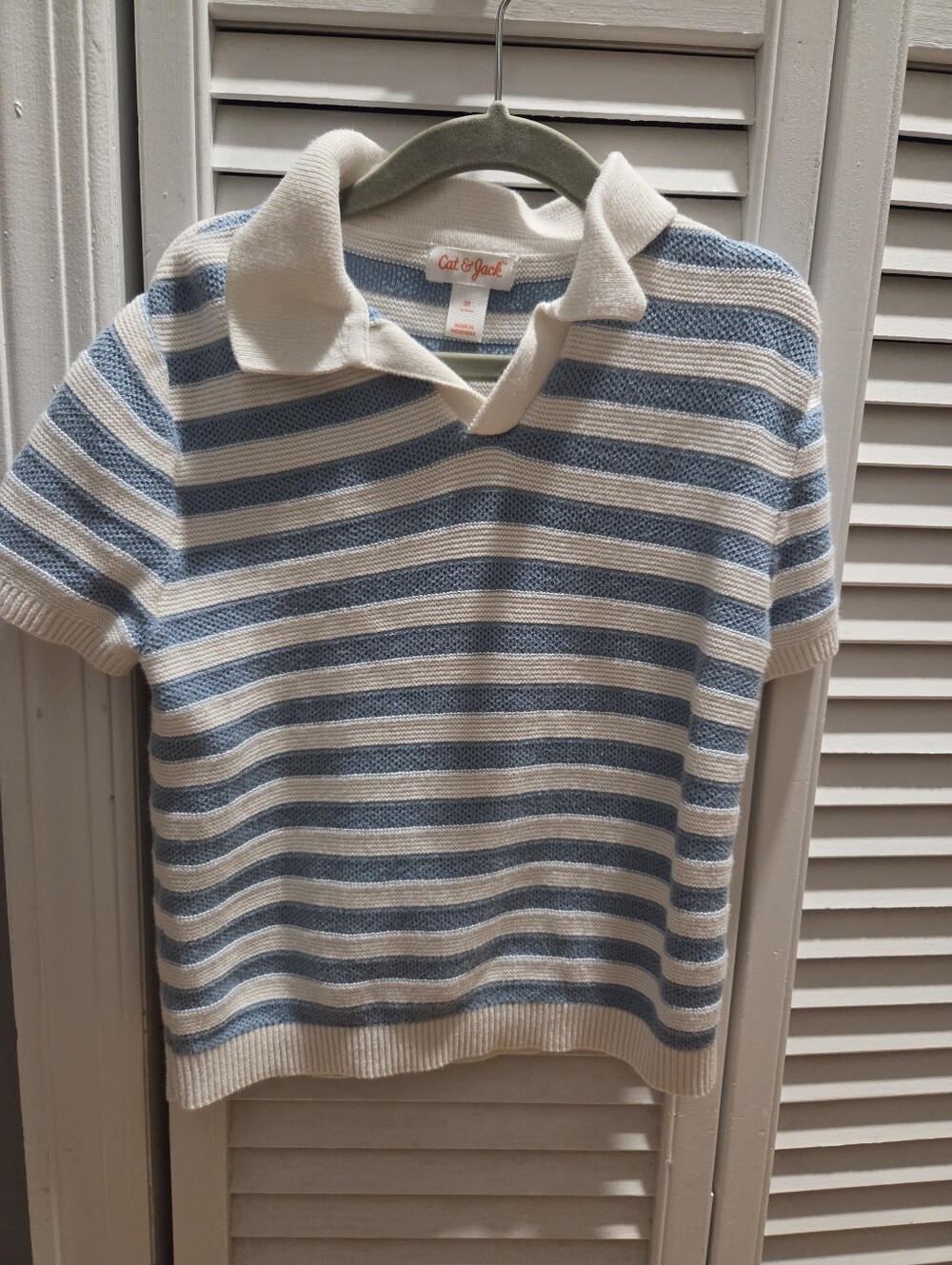 Cat & Jack Blue and White Striped Polo Knit Top / Size 3t